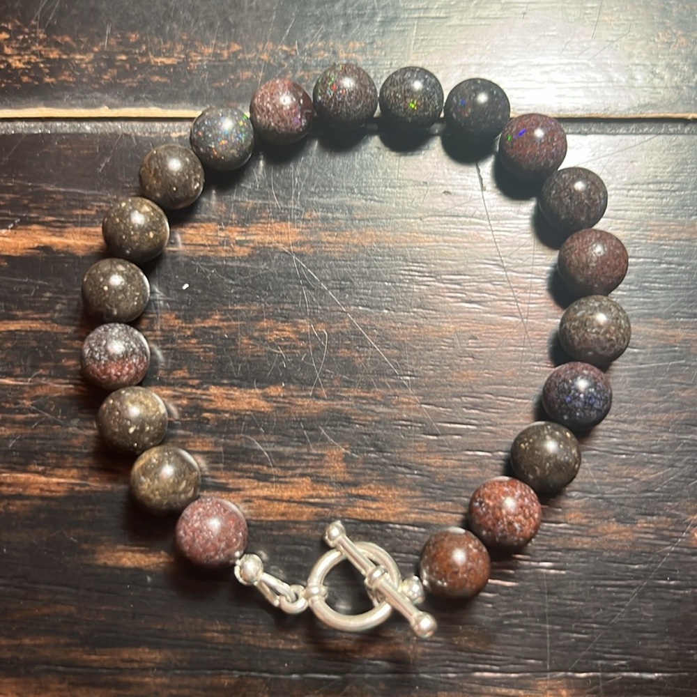 Australian Fairy Opal bead bracelet 8mm 925 silver handmade genuine